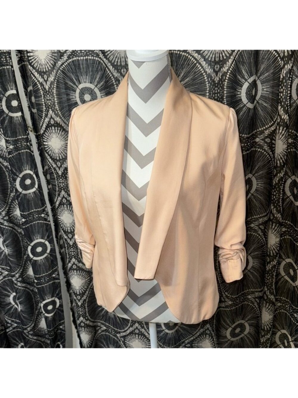 Pale Pink Velvet Heart Blazer - S